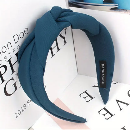 New Fashion Knotted Headbands for Women – Solid Color Cloth Hair Bands, Wide Soft Hair Hoop, Hair Accessories for Girls
