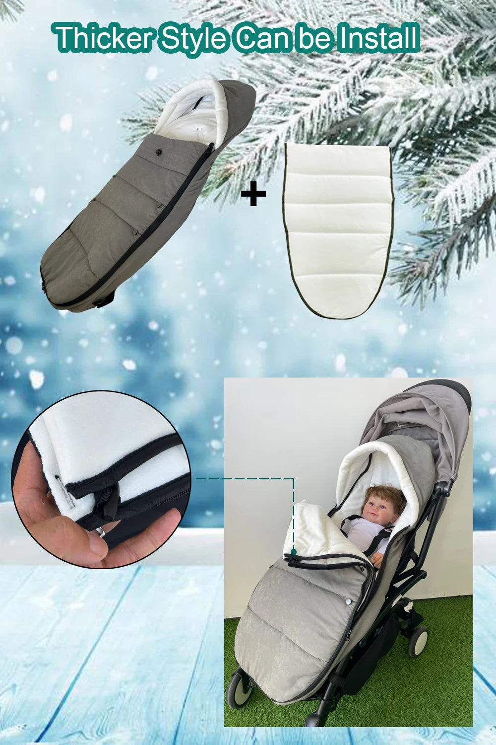 Universal Stroller Footmuff – Windproof, Waterproof & Thermal Warm, Compatible with YOYO & Bugaboo Strollers
