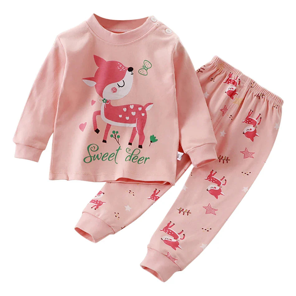 Cute Cartoon Unicorn Kids Pajama Set – Soft, Warm & Durable Unisex Sleepwear for Autumn Everyday Wear