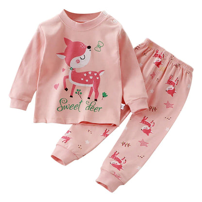 Cute Cartoon Unicorn Kids Pajama Set – Soft, Warm & Durable Unisex Sleepwear for Autumn Everyday Wear