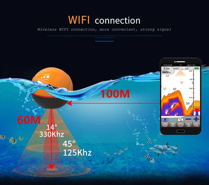 Erchang F68 WIFI Fish Finder – 100M Wireless Echo Sounder for Lake & Sea Fishing, Compatible with iOS & Android