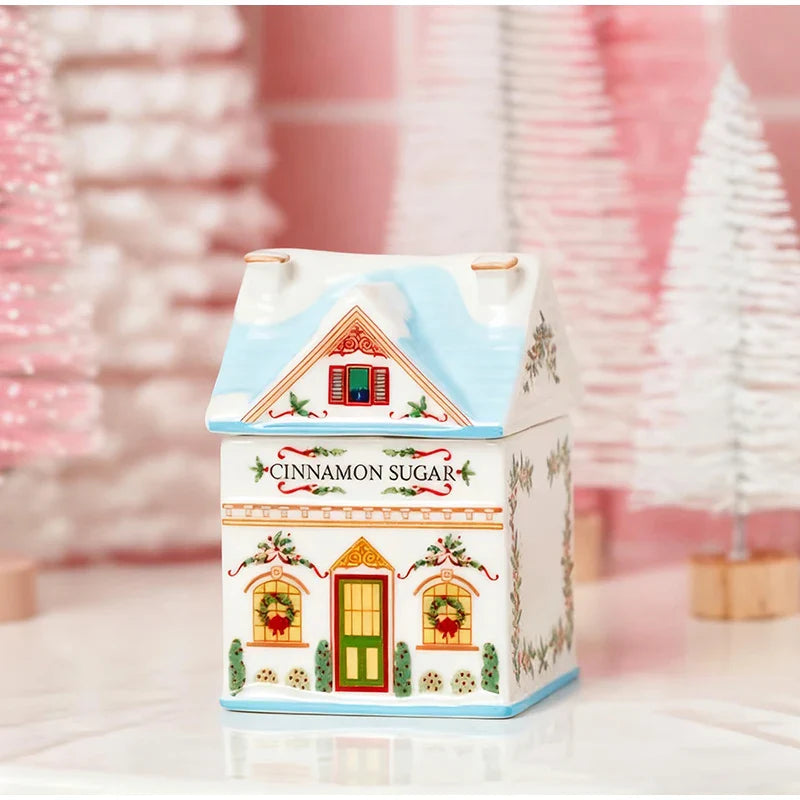 Christmas Holiday Village Spice House Set – Mini 6cm Home Decor for Kitchen, Spices & Tabletop Xmas Ornaments