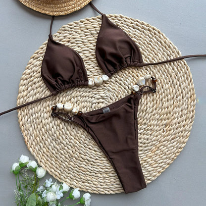 2025 Women’s Sexy Solid Color Bikini – Split Design Swimsuit
