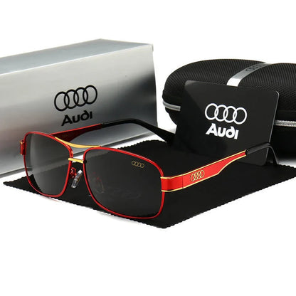 Audi UV400 Polarized Rectangle Sunglasses – Anti-Glare Driving & Motorcycle Glasses for Men & Women (Cycling, Model 553)