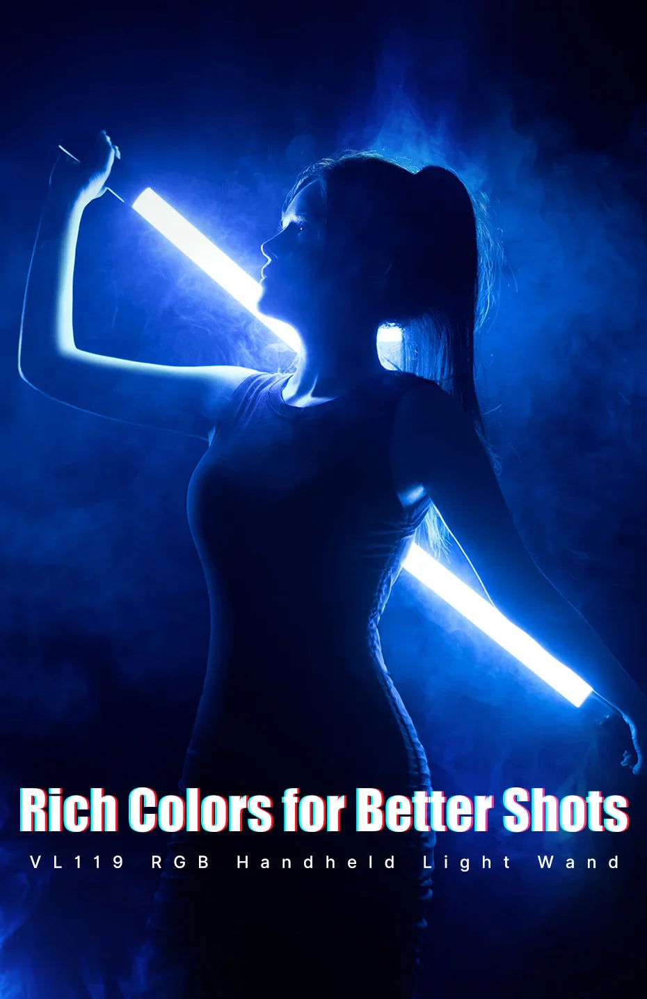 Ulanzi VL119 19.68" Handheld RGB LED Stick Light – Colorful Photography Wand with CRI 95+, 2500K-9000K Studio Lamp