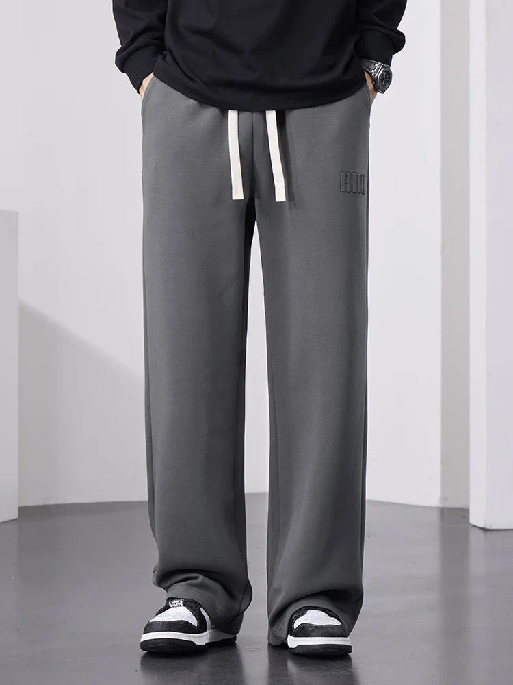 Men’s Wide Leg Cotton Sweatpants – Straight Fit Drawstring Casual Sports Track Pants, Big Size up to 8XL
