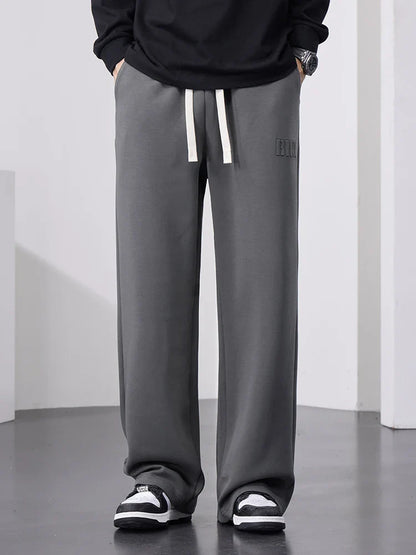 Men’s Wide Leg Cotton Sweatpants – Straight Fit Drawstring Casual Sports Track Pants, Big Size up to 8XL