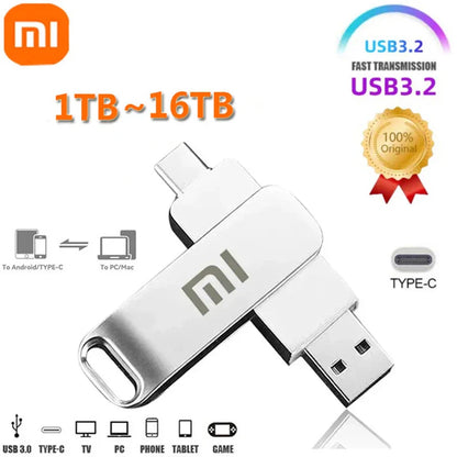 Xiaomi 16TB USB 3.2 Flash Drive — High-Speed Waterproof Type-C 2-in-1 Storage for Mobile & PC