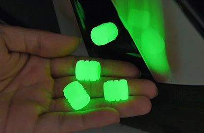 12Pcs Luminous Valve Stem Caps - Fluorescent Night Glowing Wheel Hub Caps for Motorcycle, Bicycle and Car Tyres