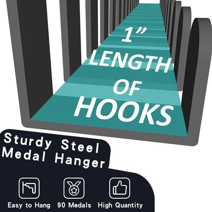 Sports Medal Display Rack – Metal Hanger Holder Organizer for Football, Basketball, Volleyball, and Ribbon Medals