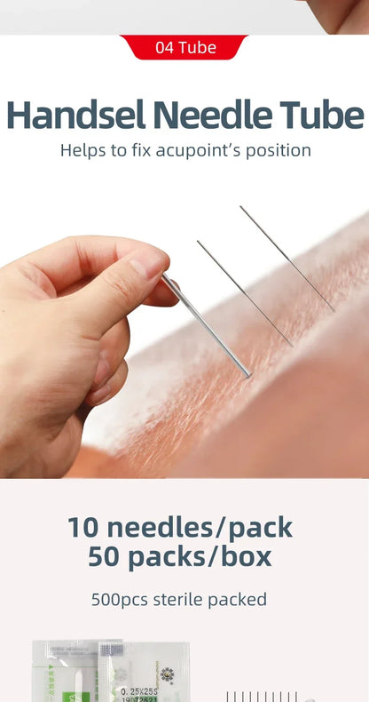 Zhongyan Taihe 500 Acupuncture Needles — Disposable Sterile Needles with Tube for Beauty & Massage