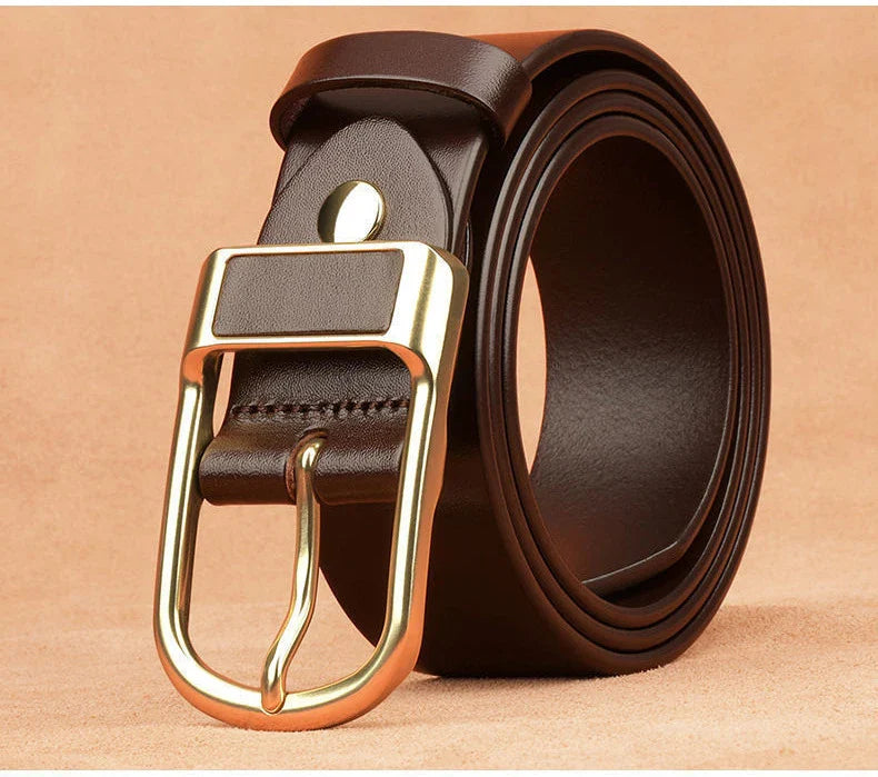 Genuine Leather Men's Belt – High-Quality Buckle, Cowskin Casual & Business Waistband, Fashion Designer 2022 New