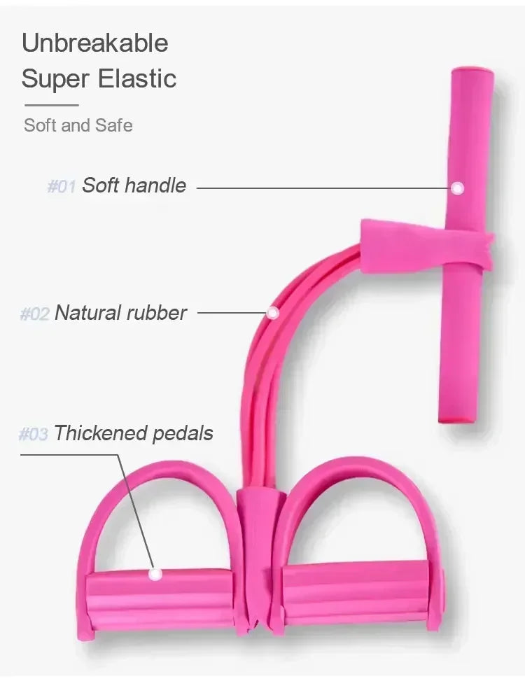 Elastic Resistance Bands for Home Sports Exercises - Multifunctional Portable 4 Tube Elastic Pedal Puller and Fitness Bands