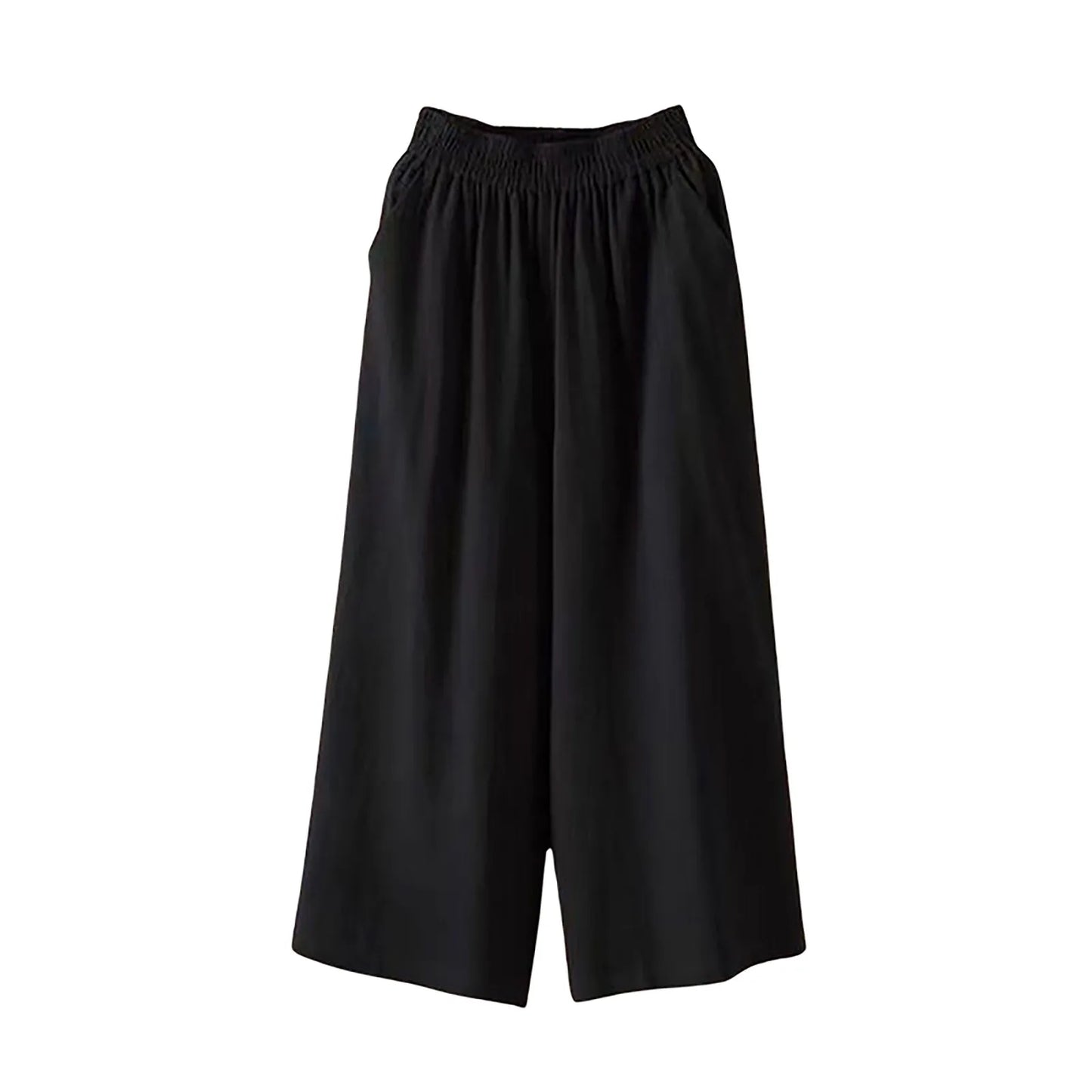 Women’s Casual Wide Leg Pants – High Waisted Loose Fit Cropped Capris with Pockets, Lightweight Lazy Style Versatile Trousers