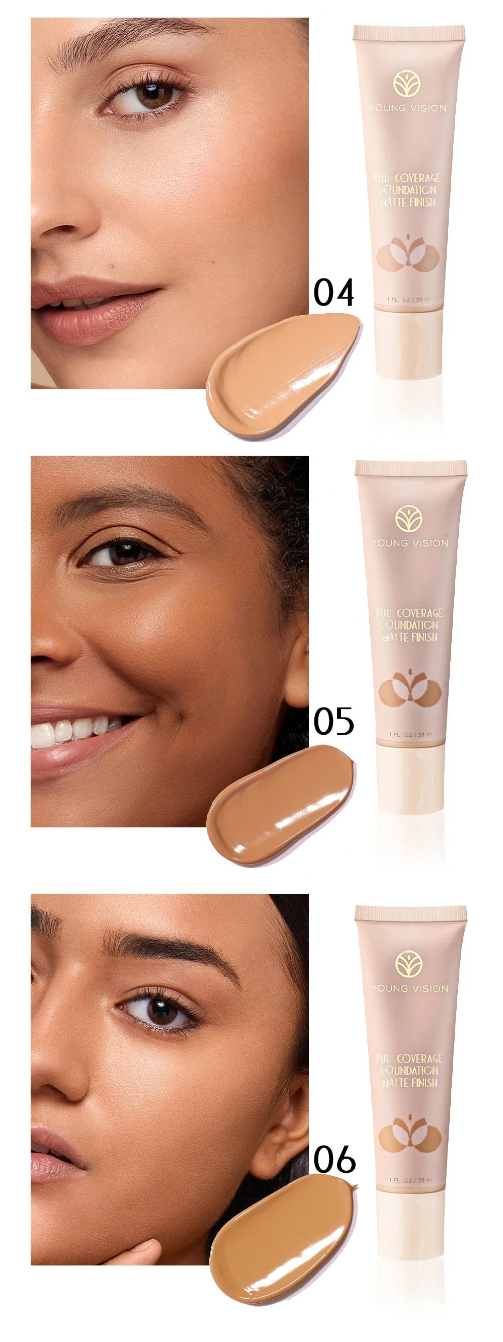 30ml Matte Liquid Foundation Cream – Long-Wear, Oil-Control, Full Coverage Waterproof Concealer for Wheat Tone Makeup