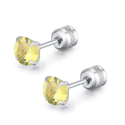 Medical Stainless Steel Zircon Ear Stud Earrings – Hypoallergenic Crystal Cartilage & Tragus Piercing Jewelry with Screw Back