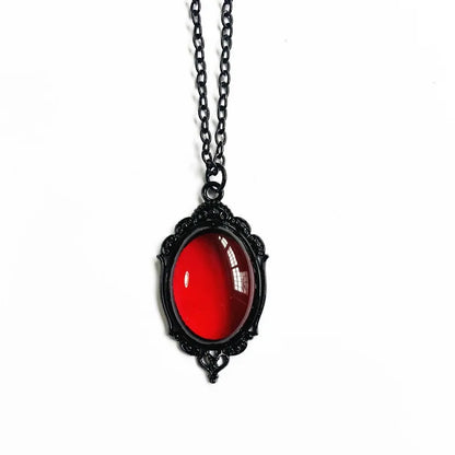 Gothic Vampire Blood Drop Necklace — Vintage Purple & Red Bat Eye Pendant, Witch Jewelry Accessory Gift for Women