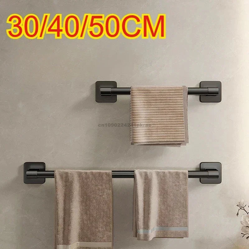 6-Piece Self-Adhesive Bathroom Towel Rack Set – No-Drill Towel Holder Hooks & Shelf