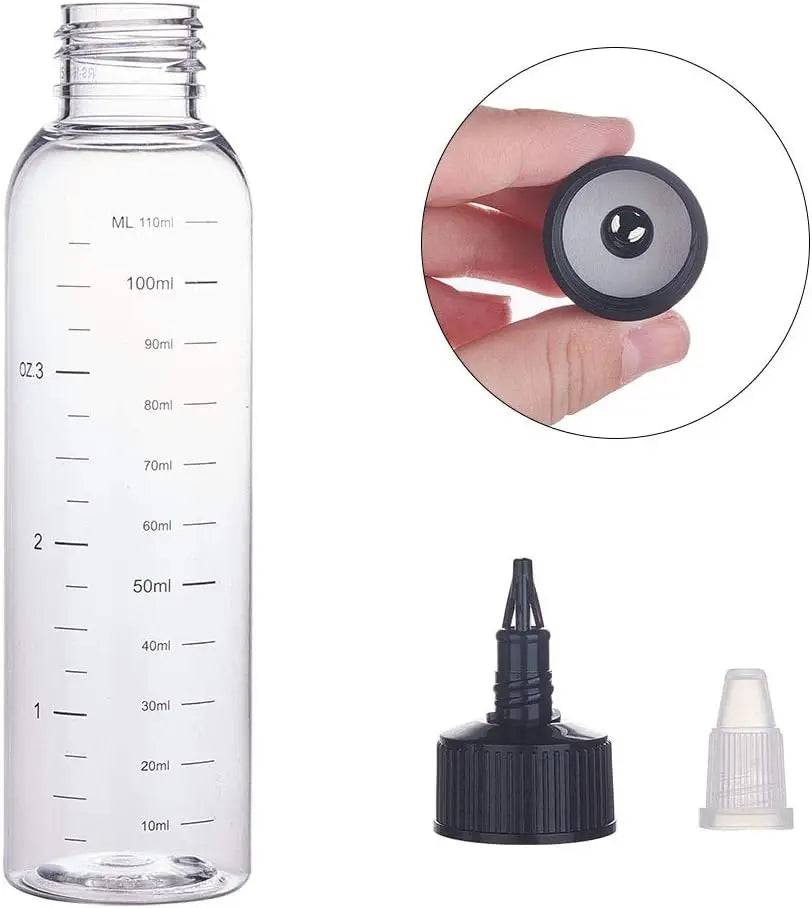 5PCS Graduated Plastic Squeeze Bottles – 30/50/100/250ML Dispensing Bottles with Twist Cap for Tattoo Pigment & Ink