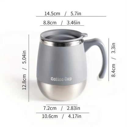 500ML Stainless Steel Insulated Coffee Cup - Double Wall Hot & Cold Travel Tumbler with Lid, Leakproof Design