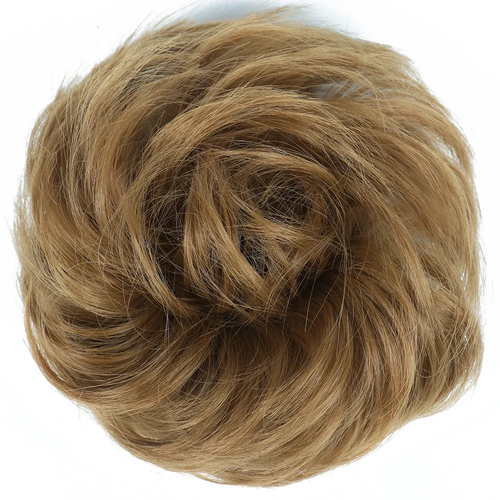 Azqueen Synthetic Messy Bun Chignon – Gray Brown Hair Bun Pad with Elastic Rope & Rubber Band Hair Extensions