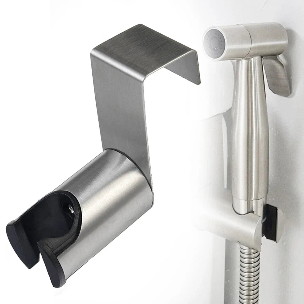 Stainless Steel Bidet Sprayer Holder: Toilet Bathroom Attachment Hanging Bracket for Hand Shower - Durable Hook Hanger