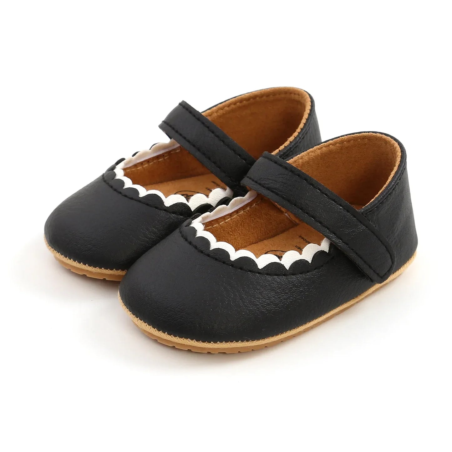 Meckior Baby Boys & Girls Shoes - Infant Leather with Rubber Sole, Anti-Slip Toddler First Walkers, Newborn Princess Crib Shoes