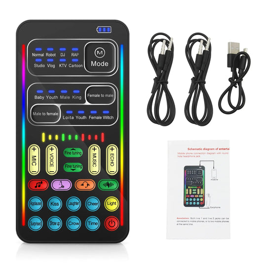 New i9 Portable Handheld Voice Changer – Mini Sound Card with 8 Multi-Functional Sound Effects