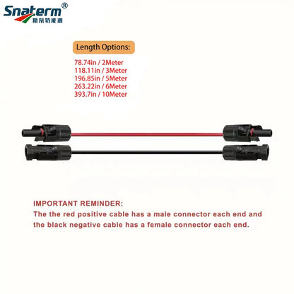Red & Black Solar Extension Cable with Connector — 2-10m 4mm²/6mm² Photovoltaic Wire