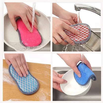 Double-Sided Kitchen Cleaning Sponges - Dishwashing Scrubber Pads & Reusable Scouring Tools