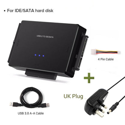 USB 3.0 to SATA IDE Adapter Cable – 3-in-1 Converter for 3.5/2.5 inch HDD/SSD, CD/DVD ROM, CD-RW
