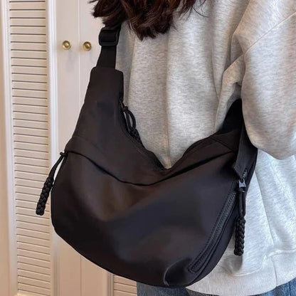 2024 Nylon Hobo Crossbody Bag - Solid Color, High Capacity, Casual Women's Zipper Shoulder Tote