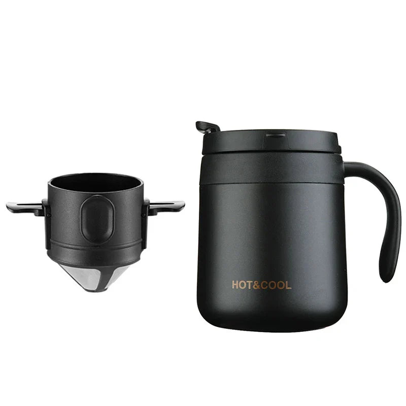 304 Stainless Steel Portable Coffee Filter – Reusable Drip Coffee Tea Holder Mug Set with Coffee Pot & Dripper