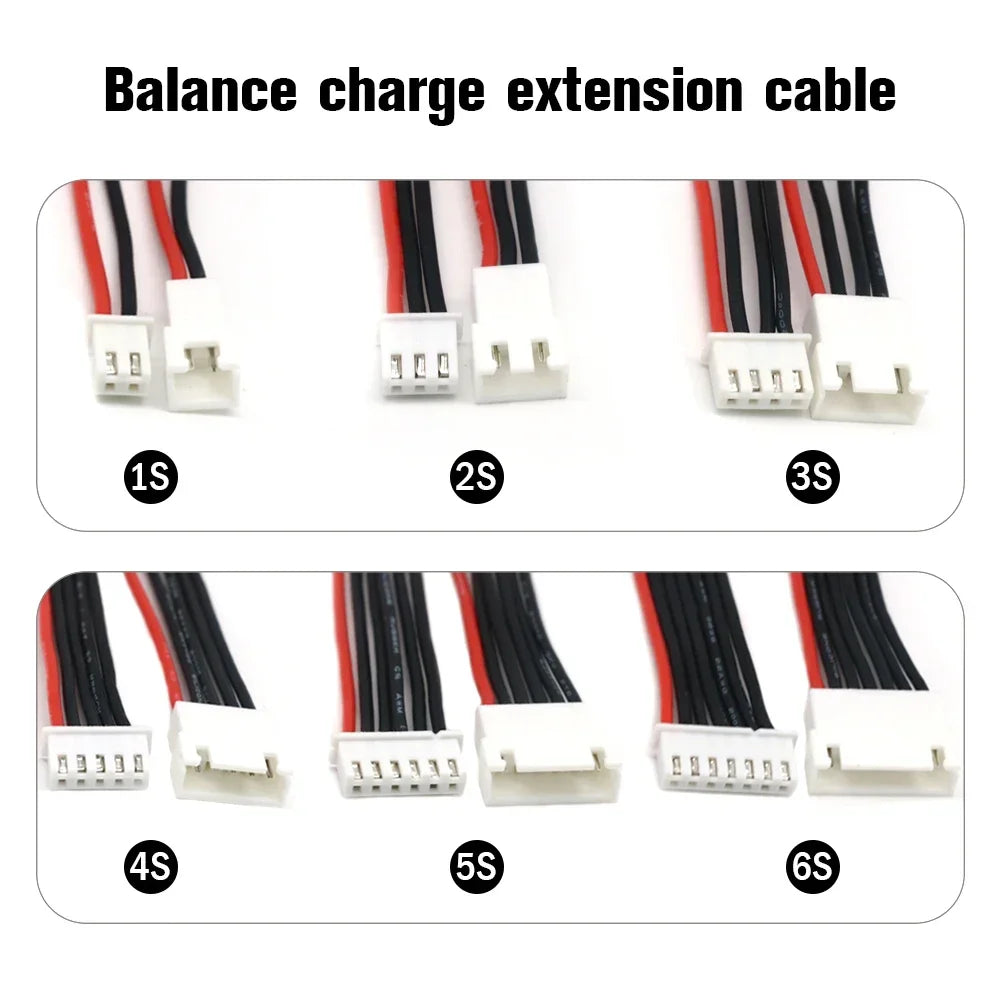 5pcs JST-XH Lipo Balance Wire Extension – 1S-6S 22AWG 20cm Charging Cable for RC Battery