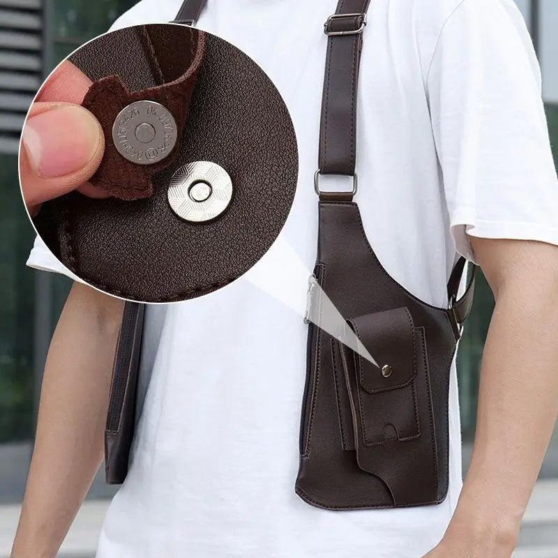 Double Shoulder Strap Multi-Pocket Waterproof Tactical Fishing Bag – Men's Anti-Theft Crossbody Bag