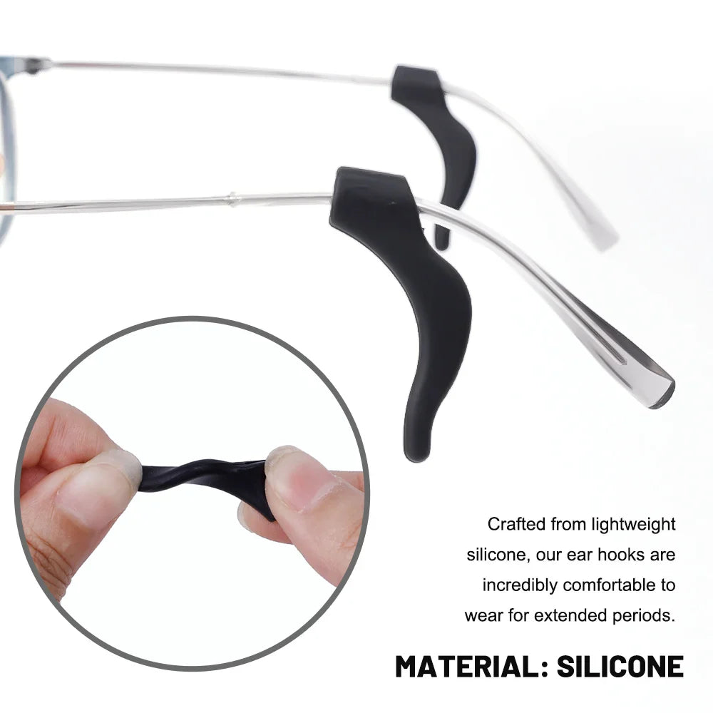 Anti-Slip Silicone Ear Hooks for Glasses | Elastic Eyewear Grip, Temple Holder & Fastener Accessories