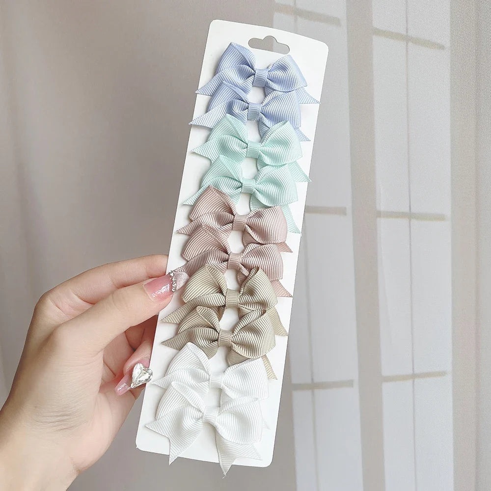 10pcs Kids Bow Hair Clips - Handmade Ribbon Bowknot Barrettes for Baby Girls Hair Accessories
