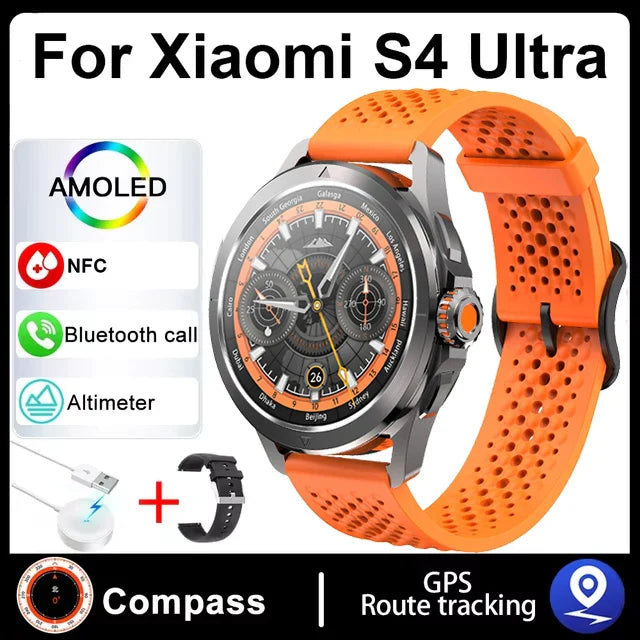 S4 Ultra Xiaomi Smart Bracelet — AMOLED HD Screen Men’s Watch with Bluetooth Call, GPS, NFC, Heart Rate & Compass Tracking