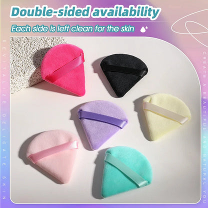 10/20PCS Triangle Velvet Powder Puffs – Mini Face Makeup Sponges, Washable & Lightweight Cosmetic Tools