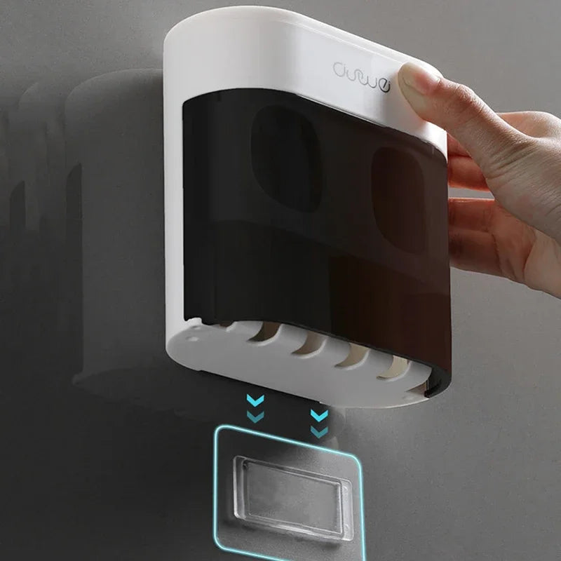 Effortless Toothpaste Dispenser with Magnetic Toothbrush Holder - Wall Mounted Bathroom Accessories
