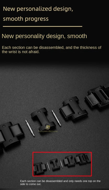 Black Red Lightweight Composite Plastic Steel Watch Band for Casio GW-B5600, DW5600MS, DW6900, GA2100 – Durable Replacement Strap Bracelet