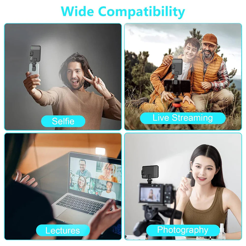 Minifocus Selfie Light | 60 LED 2200mAh Rechargeable Fill Light for Cell Phone | 7 Modes, 10-Level Brightness | Portable Clip-on Light