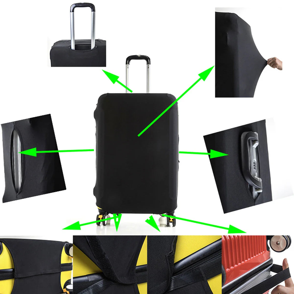 Fashion Travel Suitcase Protective Cover - Solid Color Luggage Cover for 18-32 Inch Suitcases