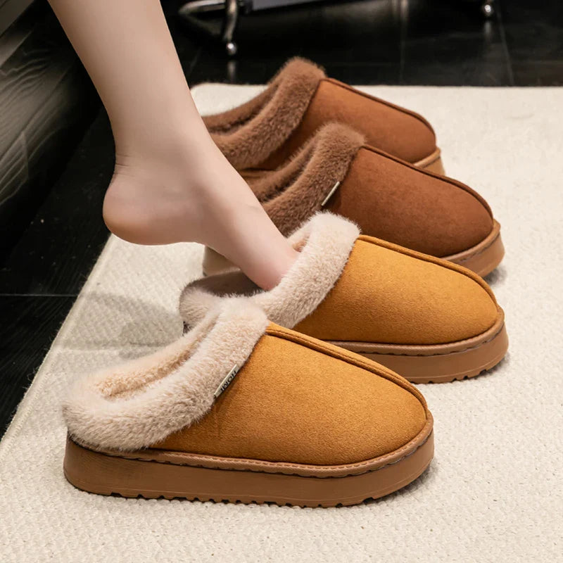 Fashion Women’s Fluffy Slippers – Warm Anti-Slip EVA Indoor Shoes with Thick Sole for Autumn & Winter
