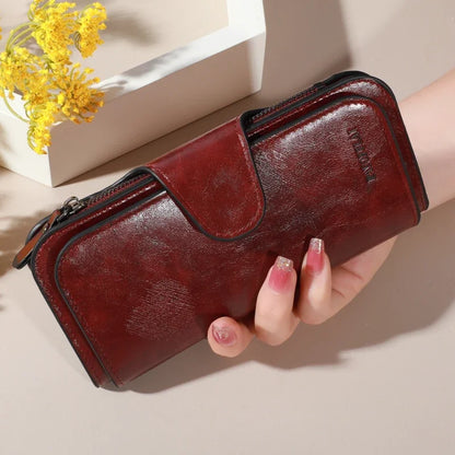 Men’s PU Leather Long Zipper Wallet – Business Card Holder & High-Quality Men’s Handbag Wallet