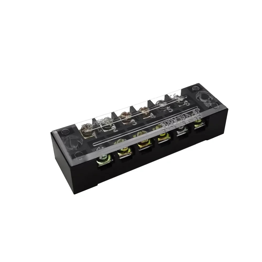 Dual Row Barrier Screw Terminal Block Strip — 600V 15A Wire Connector, 3-20 Position Options