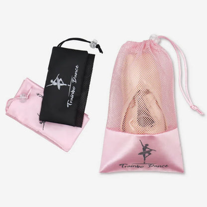 Pink & White Ballet Dance Shoe Bag – Satin Storage Pouch and Organizer for Dance Shoes