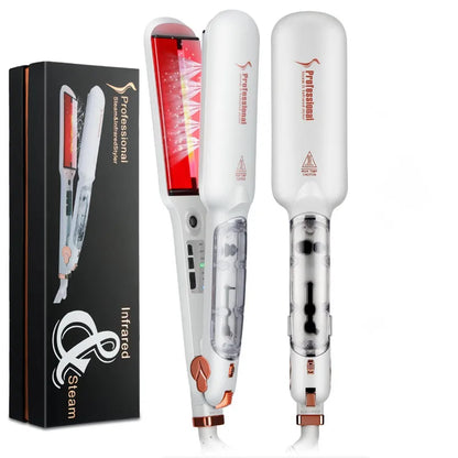 Professional Steam Hair Straightener – 2" Ceramic Infrared Flat Iron for Salon Styling & Care
