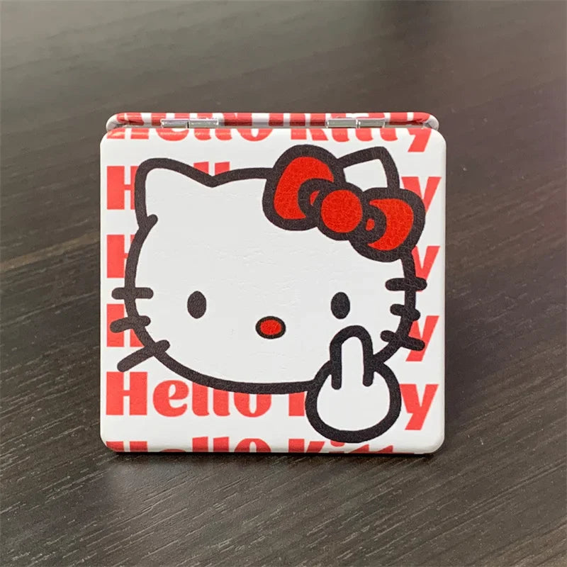 Hello Kitty Portable Small Mirror – Sanrio Folding Double-Sided Makeup Mirror, Cute Gift for Girls