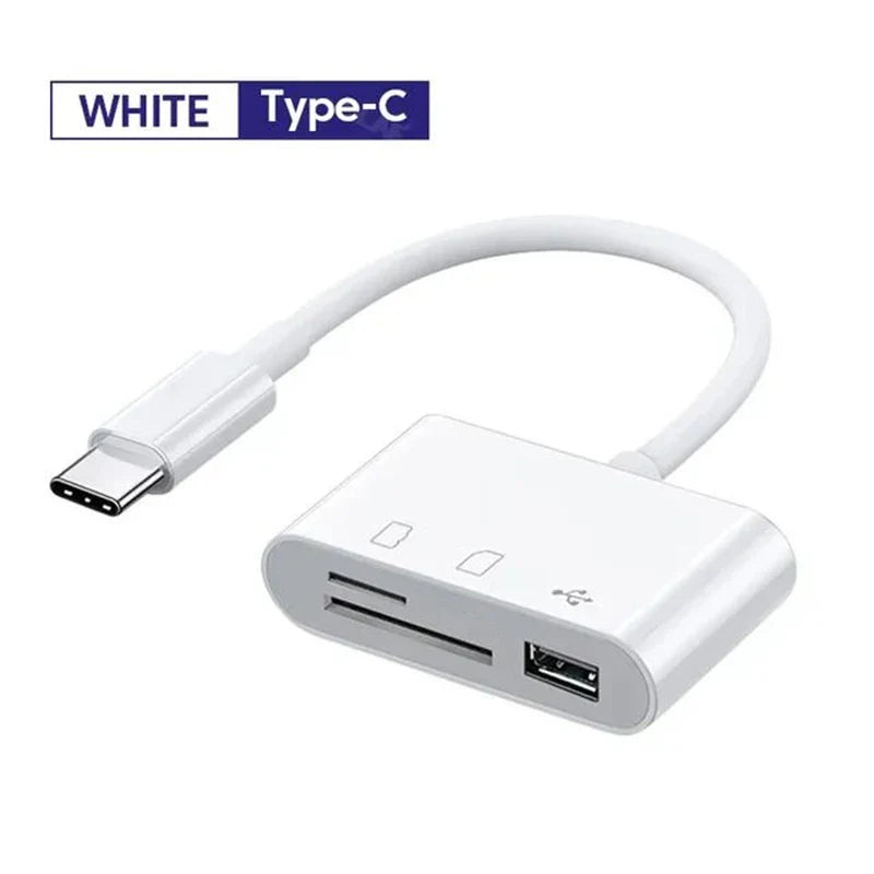 Type-C SD/TF/CF Memory Card Reader OTG Adapter – USB-C Compact Flash Writer for iPad Pro, MacBook, Samsung, Huawei & Xiaomi Devices